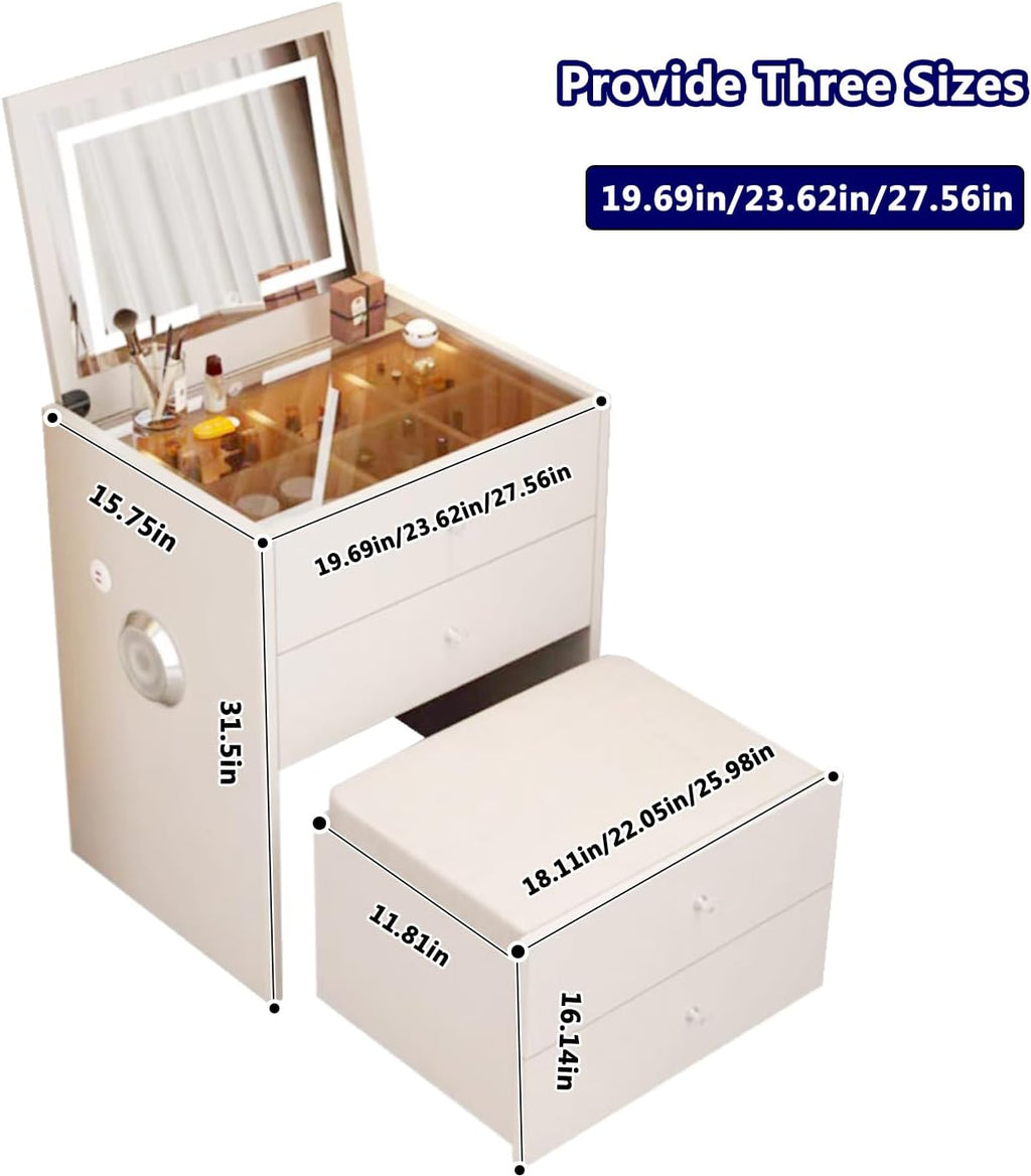 Integrated mini vanity with mirror, no installation required.