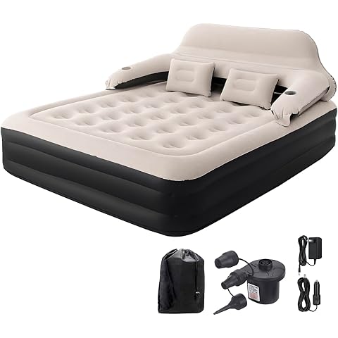 Luxury Ultra-Soft Airy Mattress (with Headboard): Built-in Electric Air Pump – 18-inch Height