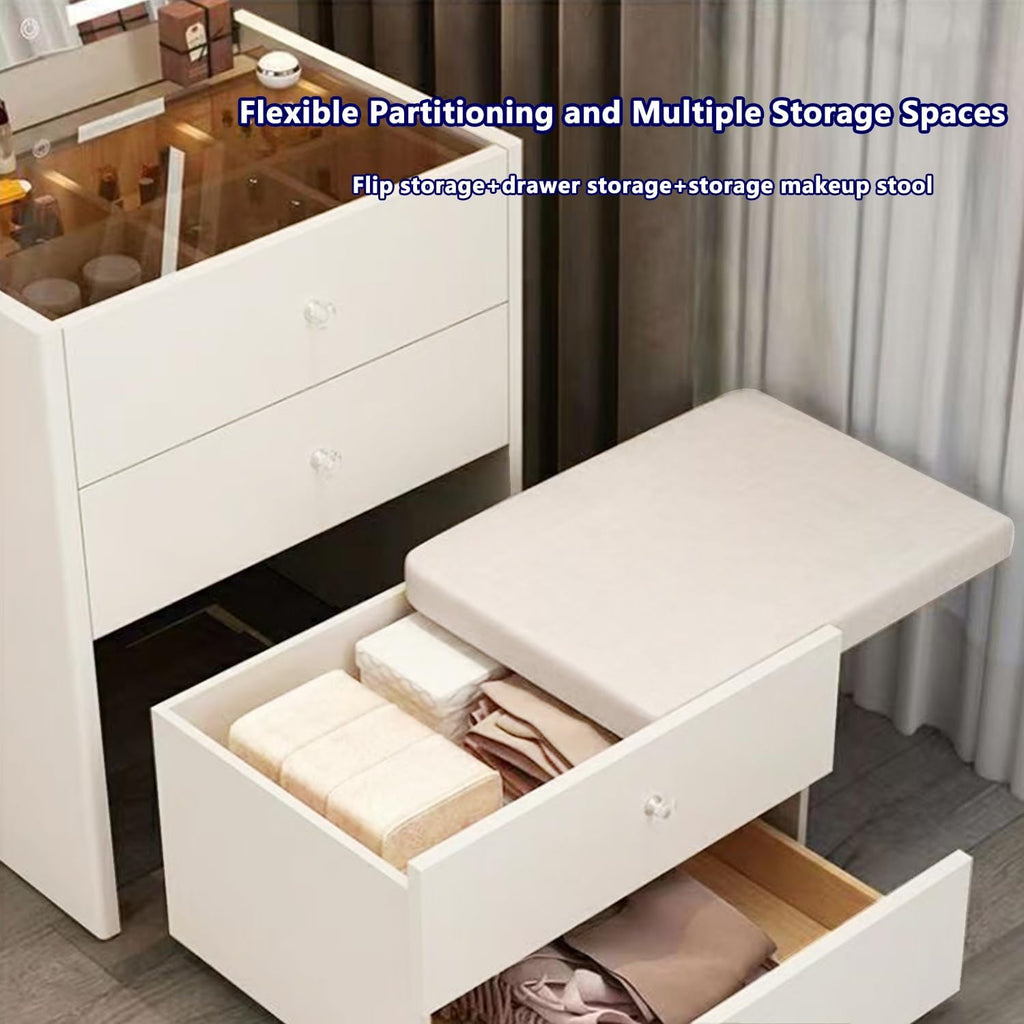 Integrated mini vanity with mirror, no installation required.