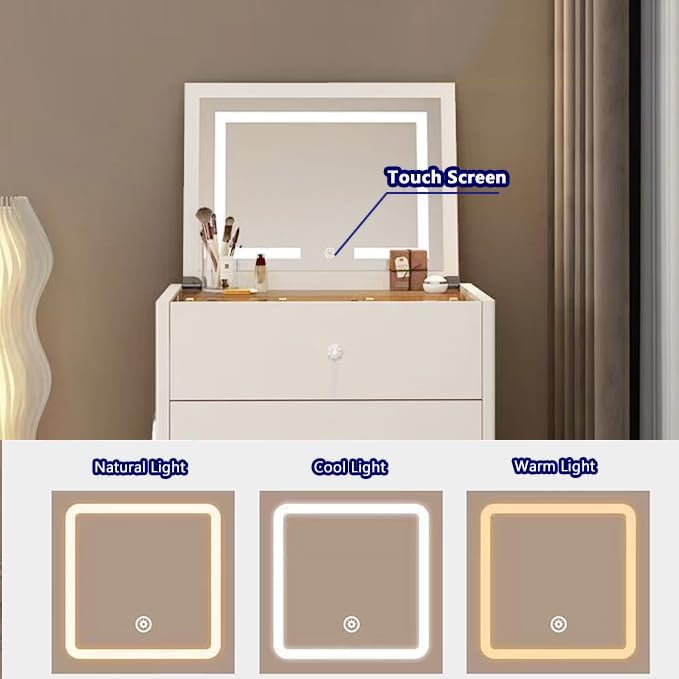 Integrated mini vanity with mirror, no installation required.