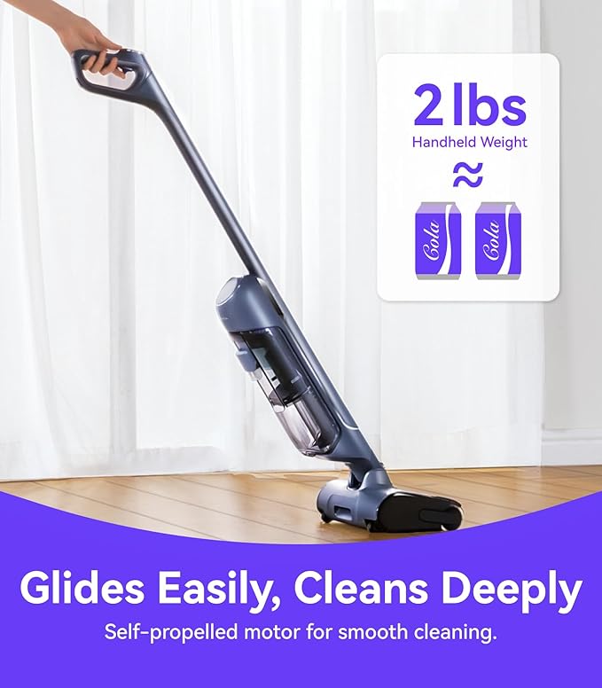 Cordless vacuum mop with self-cleaning function, wet and dry vacuum cleaner.