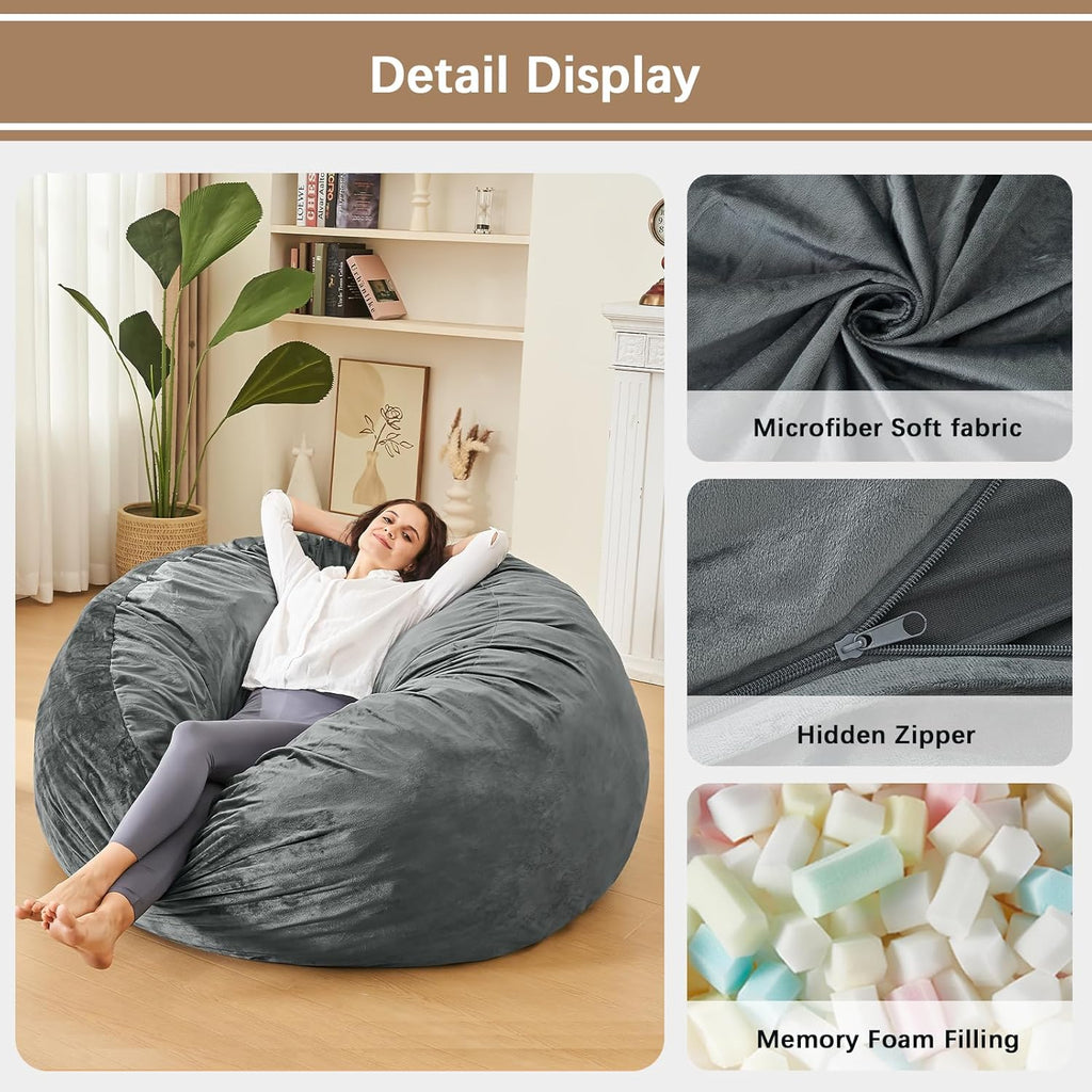 🔥Hot Selling - 3-foot beanbag chair, only grey left for clearance sale