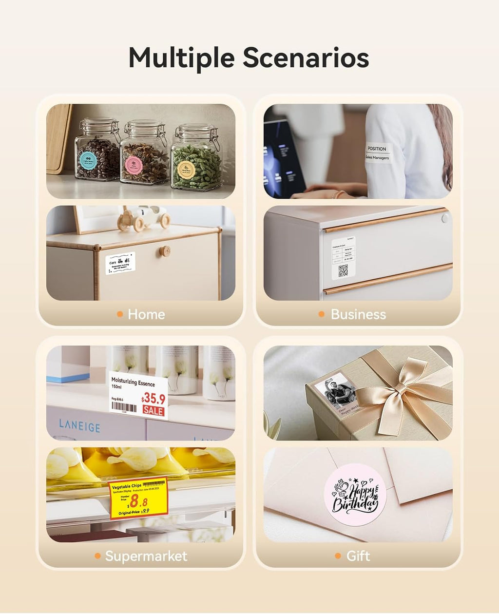 NIIMBOT B21 Pro Portable Label Printer (Includes 6 rolls of different label paper + 6 magnetic acrylic photo frames)