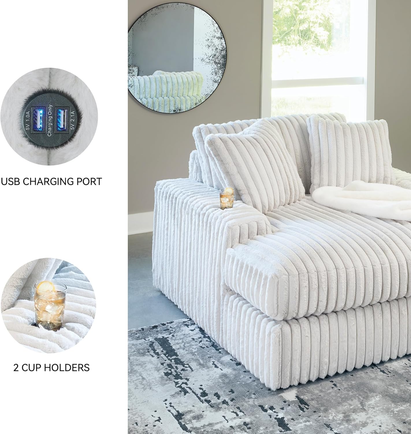 Oversized Recliner, 64 inches wide x 68 inches deep x 41 inches high