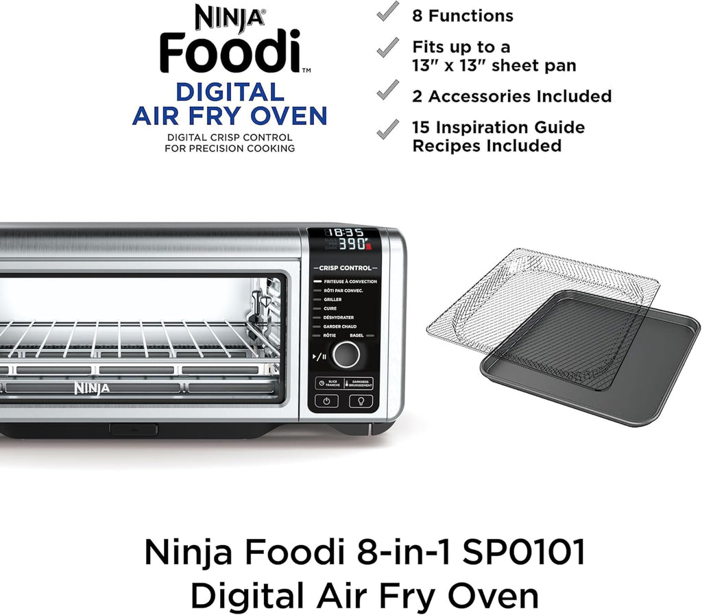 Digital Air Fryer Countertop Oven with Flip-Top Design (Includes Air Fryer Basket, Rack & Crumb Tray) | Space-Saving & Easy to Clean | Limited-Time Deal 💥 Save Now!