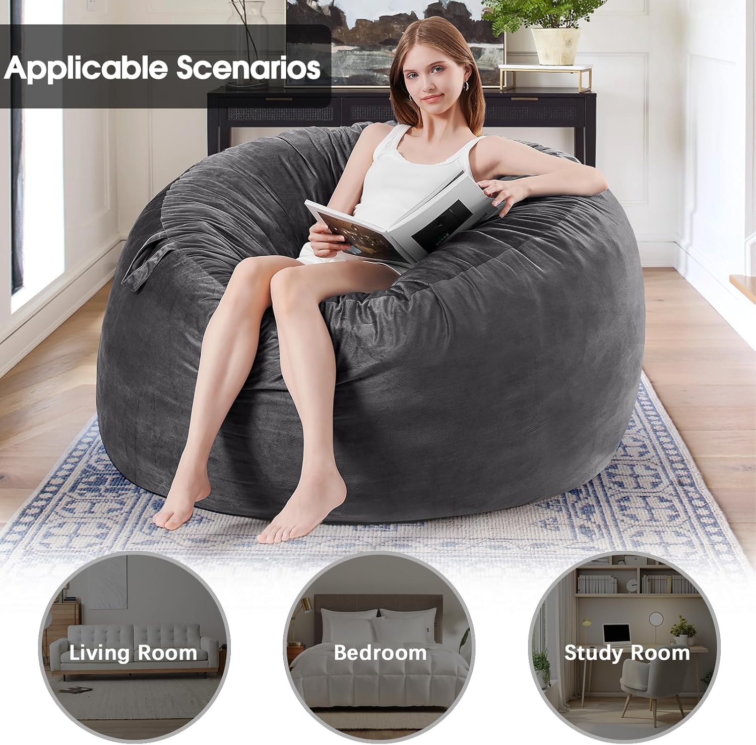 🔥Hot Selling - 3-foot beanbag chair, only grey left for clearance sale